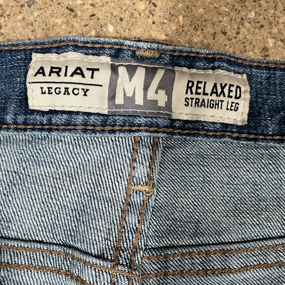 ARIAT M4 LEGACY Men's 40 x 30 Relaxed Straight Leg Western Denim Blue Jeans - Picture 3 of 6